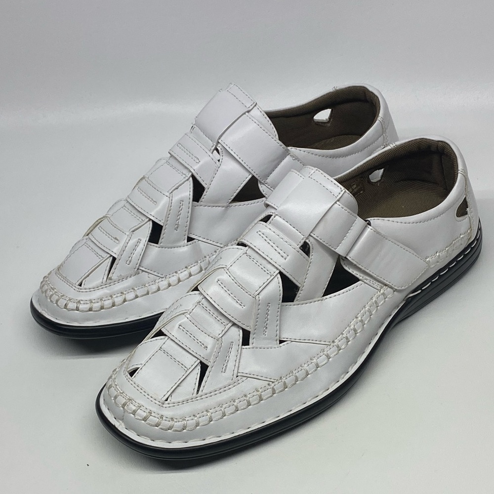 Stacy Adams Men's Biscayne Dress Moc Toe Slip On Sandals White 25025 10M. - Picture 1 of 6